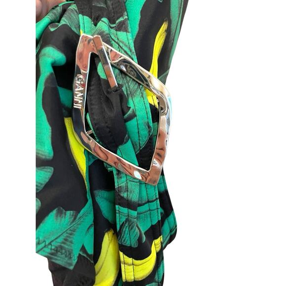 Ganni One-Piece Belted Swimsuit Size 48 EU/XXL Banana Tree Black Recycled NWT - Picture 7 of 10